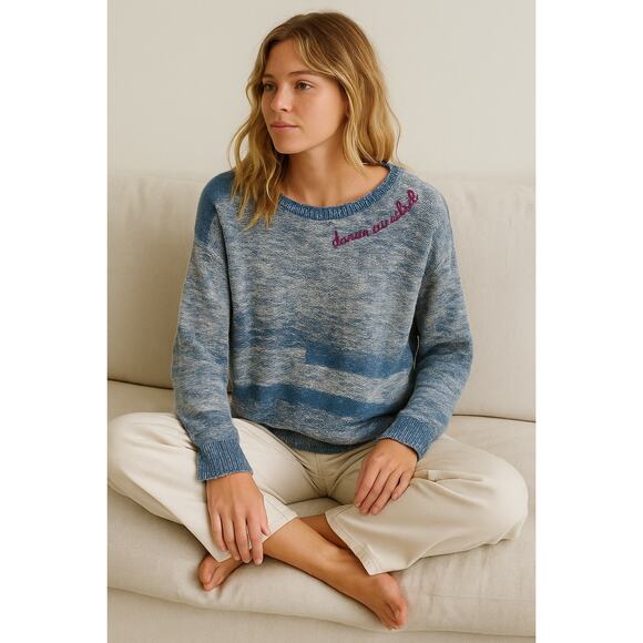 Sundance Danser au Soleil Knit Sweater Blue Pullover Cotton Jumper Medium - Picture 1 of 10